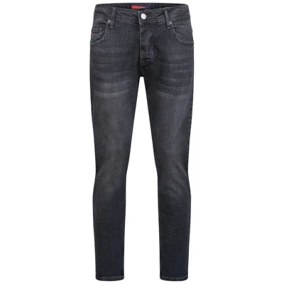 Afbeelding van Lorenzo Loren Heren Jeans Broek Denim Used Look Regular Fit W29 W44 L30 L38, Donkergrijs ll 4006, 29W / 30L