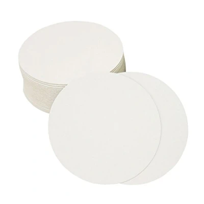 Afbeelding van Ursus 6580000 biervilt, rond, blanco wit, 25 stuks, diameter ca. 10,7 cm, bierdeksel om zelf vorm te geven, ideaal als knutselmateriaal