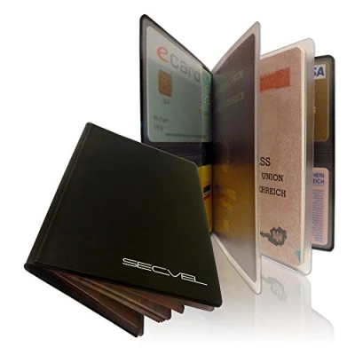 Afbeelding van Gepatenteerde leren tas RFID NFC &amp; magnetische veldblokkering Kaartbescherming voor creditcard, ID kaart 100% gegevensbescherming gecontroleerd CTC/advanced (lid van RW TÜV Group) Zwart