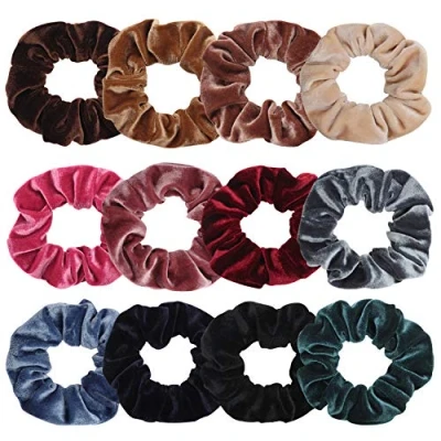 Afbeelding van Kurtzy Velours Haar Scrunchie (12Pak) Zachte Bobbel Banden Voor Dames Types van Recht, Golvend, Krullend, Pijpenkrullen, Lang, Kort, Dik of Fijn Kleurrijke Elastieke Haarbanden