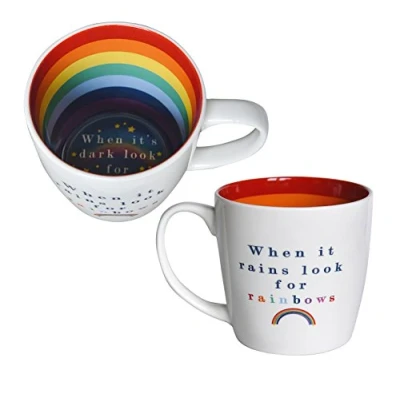 Afbeelding van Two Up Down Als het regent, kijk dan naar regenbogen binnenstebuiten Mok in geschenkdoos Speciale Mokken Cadeaus