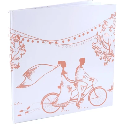 Afbeelding van Santex gastenboek/receptieboekAƒaEsA‚A Bruidspaar Bruiloft wit/roze 24 x cm just married Gastenboeken