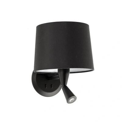 Afbeelding van FARO BARCELONA Conga wandlamp met LED leeslamp, zwart