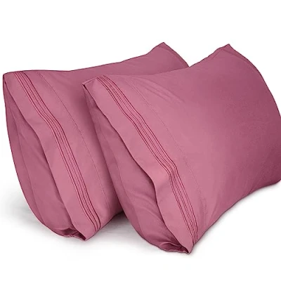 Afbeelding van Lirex Kussenslopen (2 Stuks), 40 x 70 cm Geborduurd Zachte van Geborsteld Microvezel, Machinewasbaar Kreukvrij Ademend, Mauve Roze