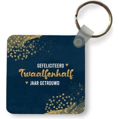 Afbeelding van Sleutelhanger Uitdeelcadeautjes Gefeliciteerd twaalfenhalf jaar getrouwd Spreuken Quotes Goud Jubileum Plastic