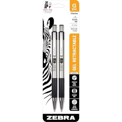 Afbeelding van Zebra 615710 G 301 intrekbare gelpennen medium punt zwarte inkt