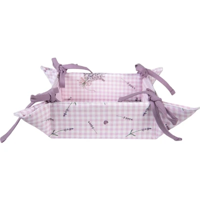 Afbeelding van Clayre &amp; Eef Broodmand 35x35x8 cm Paars Wit Katoen Lavendel Cadeau keuken