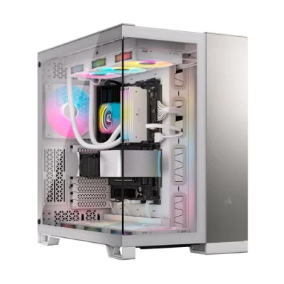 Afbeelding van CORSAIR 6500X Mid Toren ATX PC Behuizing met Twee Kamers Panoramisch Gehard Glas Omgekeerd Aansluiting Moederbord Compatibel Geen Fans Inbegrepen Wit/Aluminium Satijngrijs