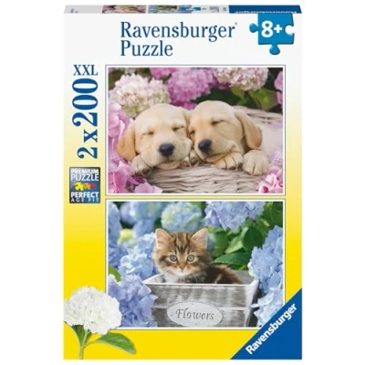 Afbeelding van Ravensburger Puzzle 80568 Puzzel voor honden en katten, 2 x 200 stukjes, kinderen vanaf 8 jaar, in 1 speciale editie met dierpuzzelmotieven, exclusief bij Amazon