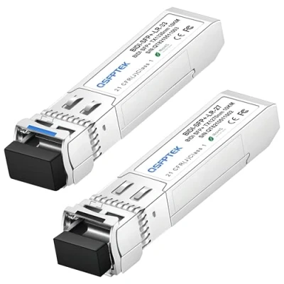Afbeelding van QSFPTEK 10G SFP+ Bidi Transceivers LC Single Mode Module voor Cisco SFP BXD I (1330nm TX/1270nm RX)/SFP BXU (1270nm TX/1330nm RX), 10KM, met DDM 1 paar