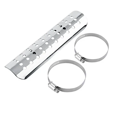 Afbeelding van VGEBY Uitlaat Hitteschild, Universele Motorfiets Demper Pijp Warmte Schild Isolatie Cover Hiel Guard (Zilver Recht 2) Auto En Onderdelen Hitteschild/Wrapping Sleeve