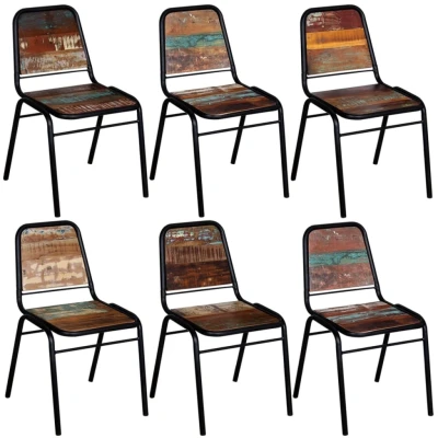 Afbeelding van Eetkamerstoelen 6 st massief gerecycled hout