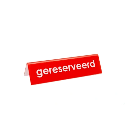 Afbeelding van Gereserveerd Bordje / Acrylglas Tafelbordje Type GMA Rood