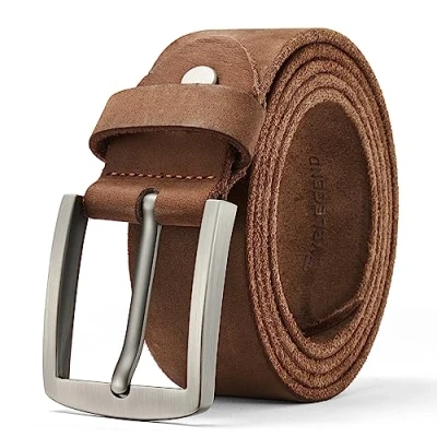 Afbeelding van VRLEGEND Leren riem voor heren, vintage, lederen riem, 38 mm, bruin/zwart, cadeau idee Bruin, 115CM