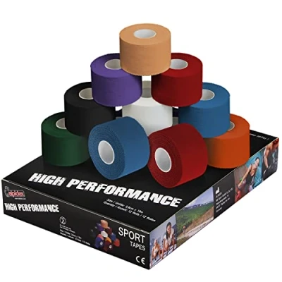 Afbeelding van ALPIDEX 12 Stuk Sport Tape Set 3,8 cm x 10 m Zinc Oxid Veel Kleuren Vingertape Gewrichtsbandage Huidvriendelijk Handbal Voetbal Volleybal, Kleur:Veelkleurig