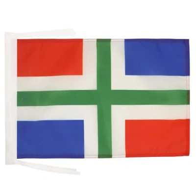 Afbeelding van Provincie Groningen Vlag 45x30 cm koorden SMALL vlaggen 30 x 45 Banier 18x12 in Hoogwaardige kwaliteit AZ FLAG
