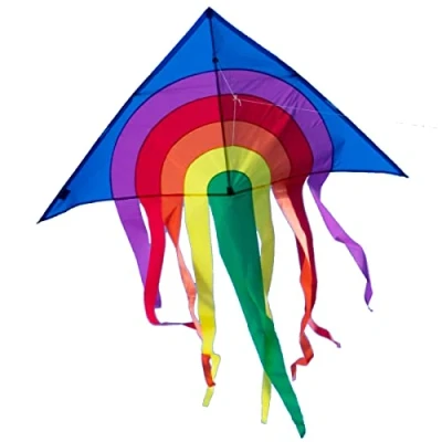Afbeelding van CIM Vlieger voor kinderen SUPER DRACHEN Rainbow Delta XL blauw Dimensie: 150cm x 166cm Eenlijner inclusief Vliegersnoer vliegerkoord vanaf 6 jaar