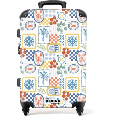 Afbeelding van NoBoringSuitcases.com Grote koffer Zomer strand print kleurrijk Reiskoffer met 4 wielen Trolley op wieltjes Rolkoffer groot 72 liter Ruimbagage valies 20kg Valiezen voor volwassenen