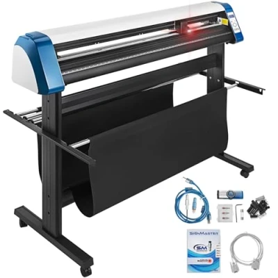 Afbeelding van VEVOR Snijapparaat, 135 cm, vinylsnijder, halfautomatisch, doe het zelf vinylprinter, snijmachine, handmatige positionering, tekens snijden met vloerstandaard, Signmaster software