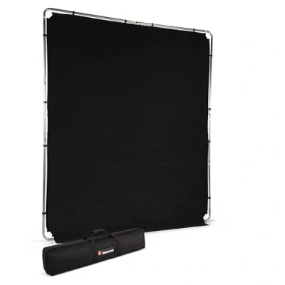 Afbeelding van Manfrotto EzyFrame Fotografie/Video Grootformaat Opvouwbare Achtergrond Kit 2 x 2,3 m Zwart Snel Montage Aluminium Frame Wordt geleverd met een stevige draagtas Ultra Draagbaar LL LB7952