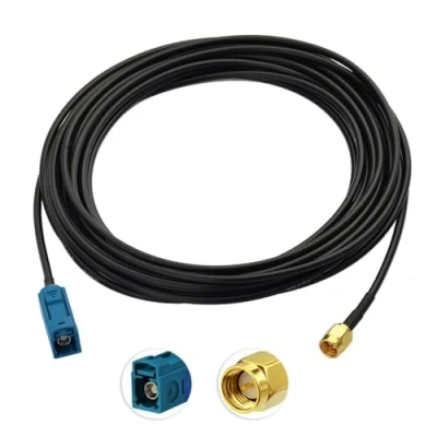 Afbeelding van Bingfu SMA Adapter to Fakra(Water Blue) RF Cable Assembly with RG174 500cm 16.4ft Extension for DAB Radio Alpine AiliTech Clarion Kenwood Pioneer