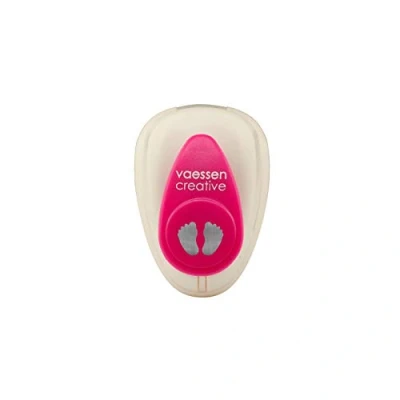 Afbeelding van Vaessen Creative Mini motiefponsmachine babyvoetjes, kleine motiefperforator van metaal en plastic, uitgestanst motief 9,4 x 7,5 mm, om te knutselen met papier