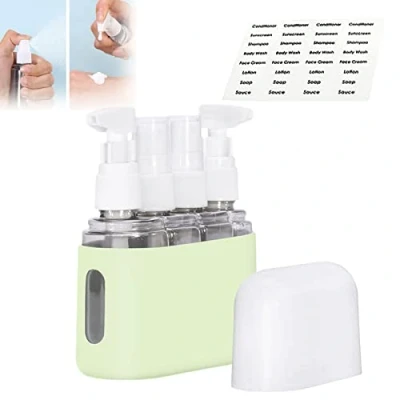 Afbeelding van Mini Shampoo Dispenser Portable Travel Bottle Set, And Conditioner Dispenser, Containers With Labels For Toiletries, Bottles Toiletries (4 in 1,Green)