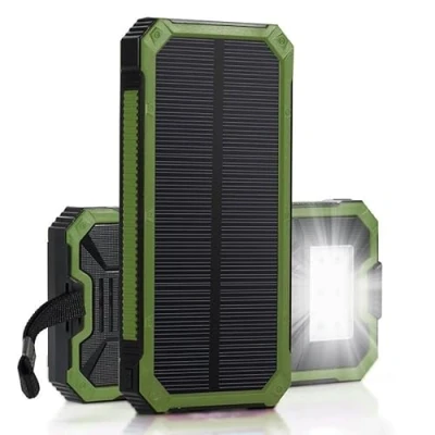 Afbeelding van Zonne energiebank Draagbare Powerbank oplader Energie Accumulator Dual USB Mobiele behuizing(groente)