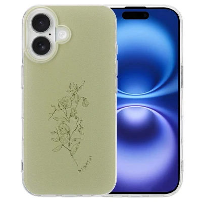 Afbeelding van Apple iPhone 16 Hoesje Siliconen en TPU (zacht) imoshion Softcase/Backcover Floral Green Telefoonhoesje
