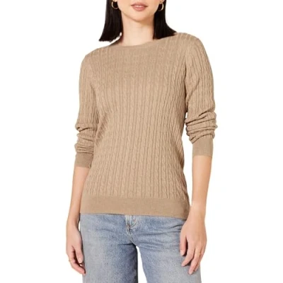 Afbeelding van Amazon Essentials Lichtgewicht kabel ronde hals trui, Camel Heather S