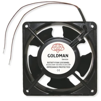 Afbeelding van GOLDMAN SERVICE Axiale ventilator voor haardcassette, inbrengbaar, hoge temperatuur, metalen bladen, stil en universeel, zwart, 120 x 38 mm