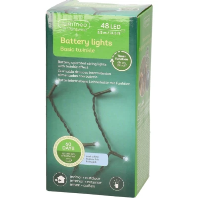 Afbeelding van LED Durawise twinkle buitenverlichting op batterij helder wit 400 cm Kerstverlichting kerstboom