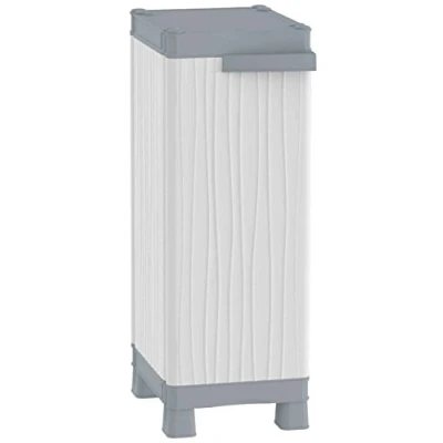 Afbeelding van Terry, Base 350 UW, kast met 1 deur en 2 verstelbare legplanken, voor binnen buiten. Kleur: grijs, materiaal: kunststof, afmetingen: 35x43,8x97,6 cm, lichtgrijs/donkergrijs,lichtgrijs/donkergrijs.