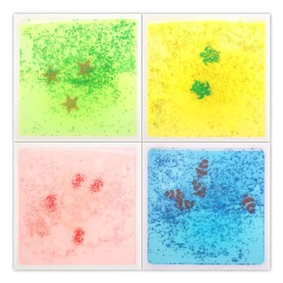 Afbeelding van Art3d Vloeibare vloertegels, kleurrijke vloeistoffusie, sensorische tegels, Senroy, dansspeelmat, kinderen, kleuterschool, jongeren, 30 x cm, zeedieren, aquarium, 4 stuks