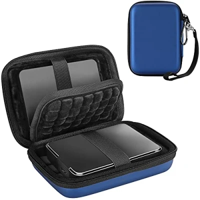 Afbeelding van ProCase Externe harde schijf hoes 2,5 inch, beschermhoes voor WD, Toshiba, Canvio, Seagate, Samsung SSD HDD, draagbaar, schokbestendig, 2 x inch schijven, met accessoirevak