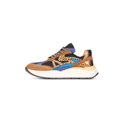 Afbeelding van PS Poelman Sneakers laag, Dames, Maat: 36, Brown with combination Leer