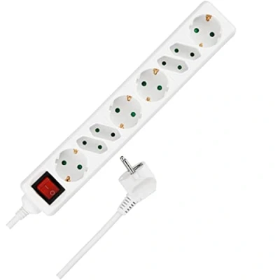 Afbeelding van REV 00124815 Stekkerdoos, meervoudige stekkerdoos 8 voudig, 5m, 3500W, wit