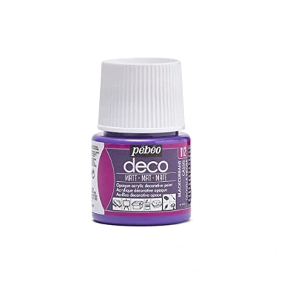 Afbeelding van Verf zwarte bes acryl mat dekkend 45 ml déco Pébéo