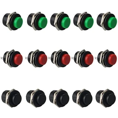 Afbeelding van Runcci 15 pack spst drukknop schakelaar, momentary mini AC 250 V/3 A AC125 V/6 A, geen vergrendeling, verende schakelaar