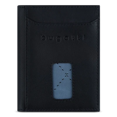 Afbeelding van bugatti Secure Slim Mini Portemonnee Speciaal, muntzakje met rits, RFID, leer, zwart nappa