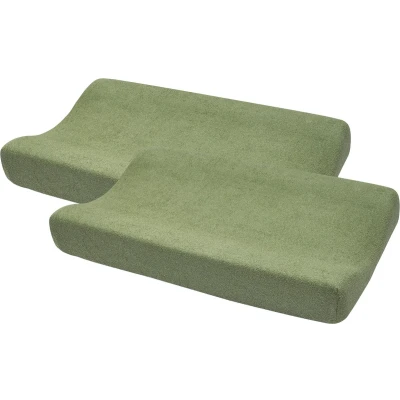 Afbeelding van Meyco Baby Uni aankleedkussenhoes 2 pack badstof olive green 50x70cm