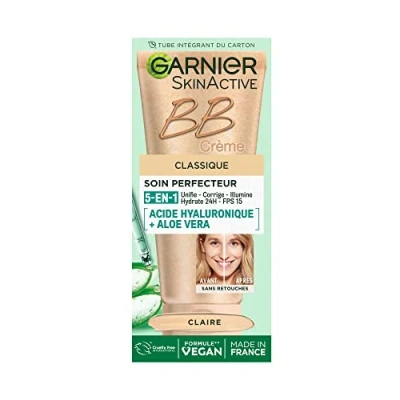 Afbeelding van Garnier BB Classic Cream All in 1 Perfectioner Anti Imperfectie SPF 15 Verrijkt met Hyaluronzuur &amp; Aloë Vera Voor alle huidtypen Gekleurd: Helder Skin Active 50 ml