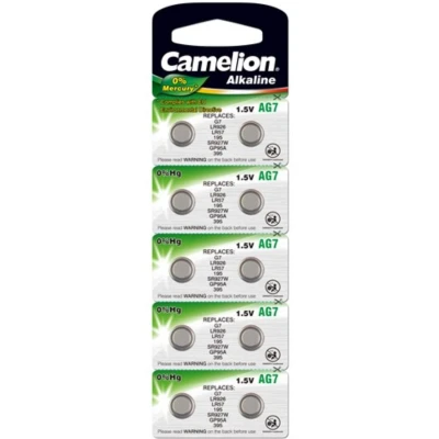 Afbeelding van Knoopcel batterij AG7 10 batterijen Camelion