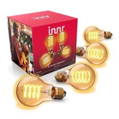 Afbeelding van Innr Zigbee smart lamp E27 werkt met Philips Hue* warm wit licht Filament LED slimme verlichting 4 Pack