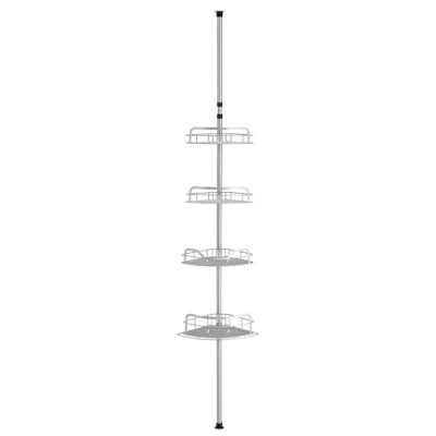 Afbeelding van SONGMICS Doucheplank, badkamerrek, doucheplank zonder boren, totale hoogte 80 323 cm, met 4 niveaus, in verstelbaar, voor badkamer, duifgrijs
