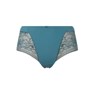 Afbeelding van Ulla Popken Floral Sheer Hipster Slip, Dames, Maat: 58/60, Teal