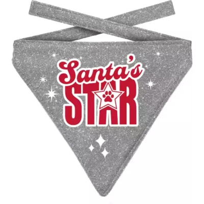 Afbeelding van Plenty Gifts Kerst Bandana Santa&#039;s Star Glitter Zilver