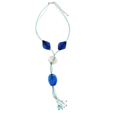 Afbeelding van Behave Blauwe ketting met glaskralen en hanger