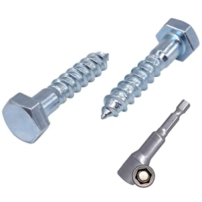Afbeelding van Verpakking van 50 stuks) DIN 571 verzinkt stalen zeshoek houtschroeven M8 x 30 mm, touringcarschroeven, zeskantschroef, vertragingsbouten, zeskantkop (50, mm)
