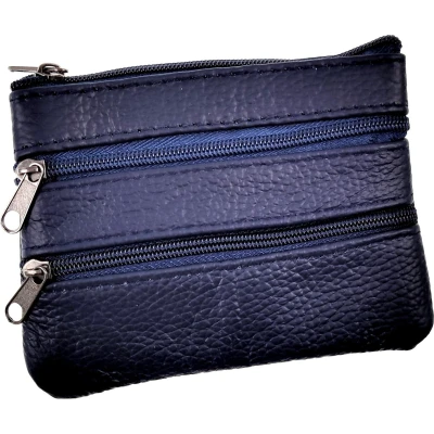 Afbeelding van Sleuteletui Portemonnee Dames Donkerblauw Leren Autosleutel Etui Unisex Sleuteltasje Heren